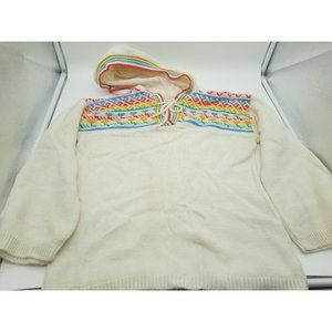 Vintage Pandora Scotchkin Women's Pullover V-Neck Sweater Hooded Multi-Color